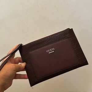 Guess brown crocodile print wristlet clutch wallet/purses
